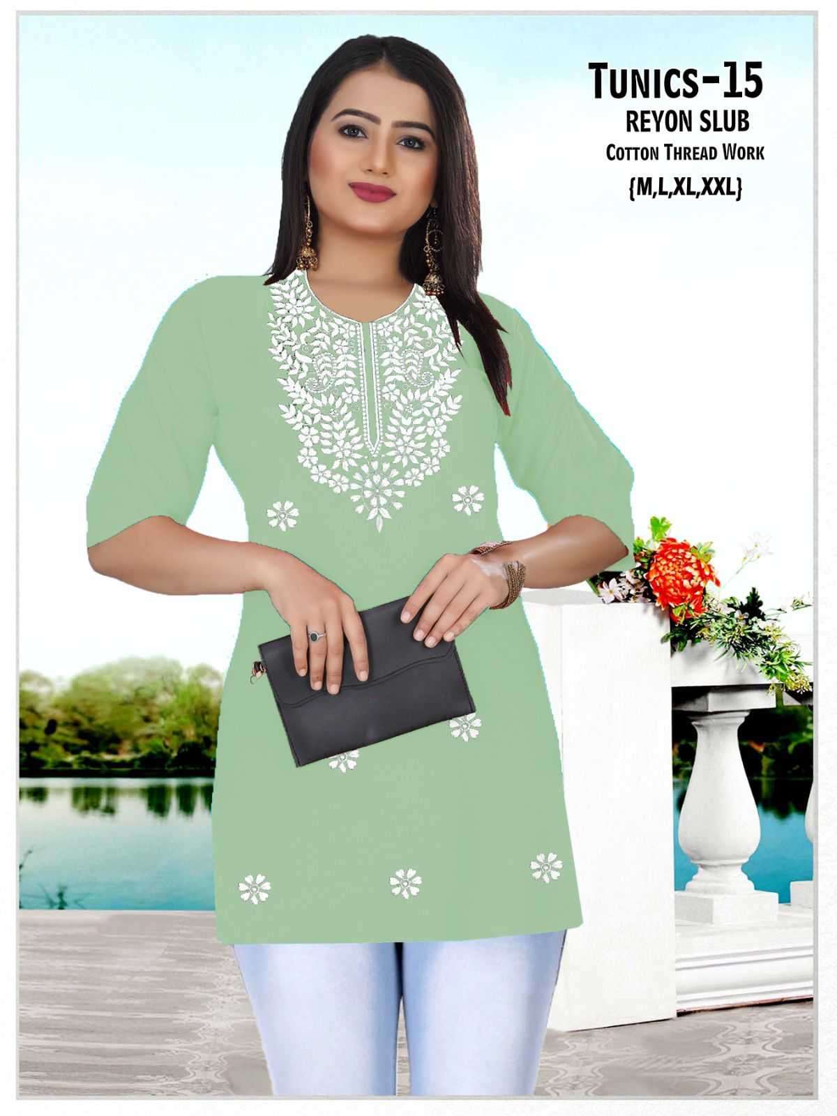 pr tunics rayon slub stylish outfit look readymade combo set short kurti