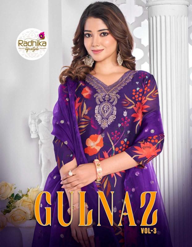 radhika gulnaz vol 1 series 3001-3005 pure organza silk suit 