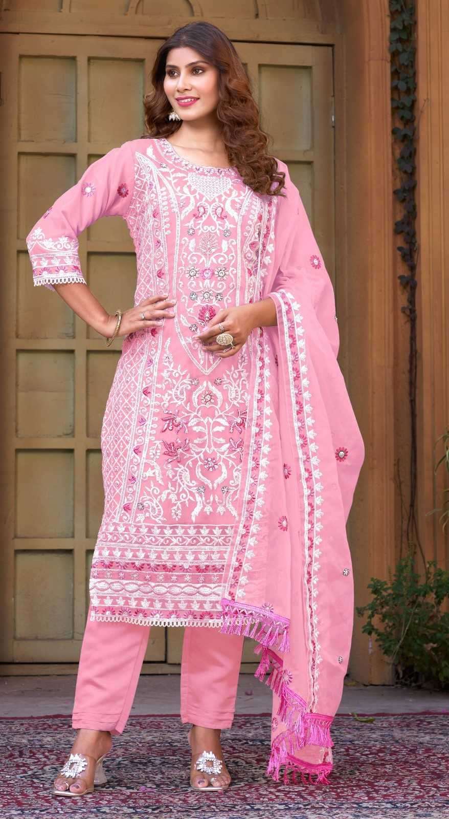 ramsha R-1157 organza embroidery readymade suit 