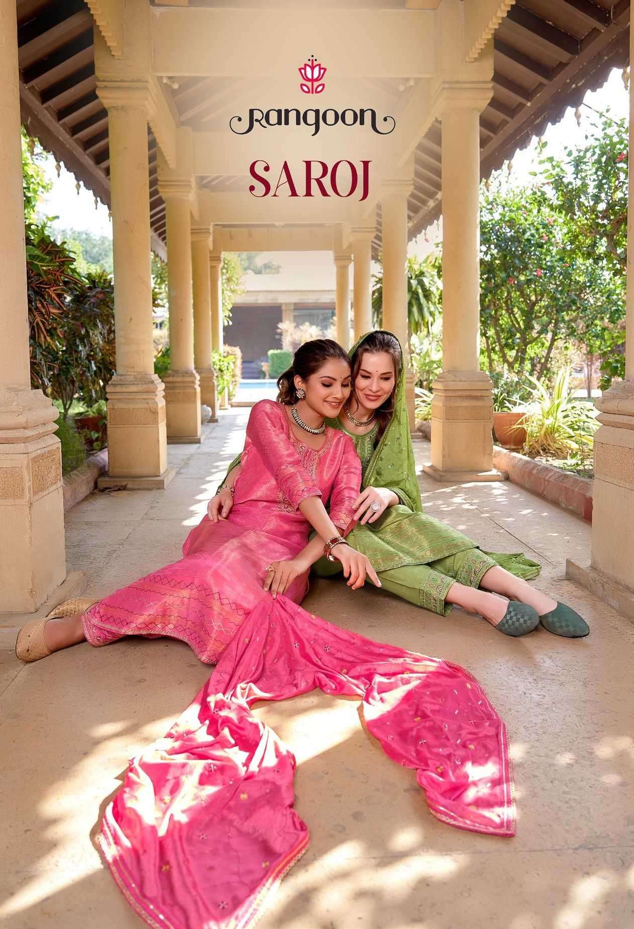 rangoon saroj series 5001-5004 pure viscose readymade suit 