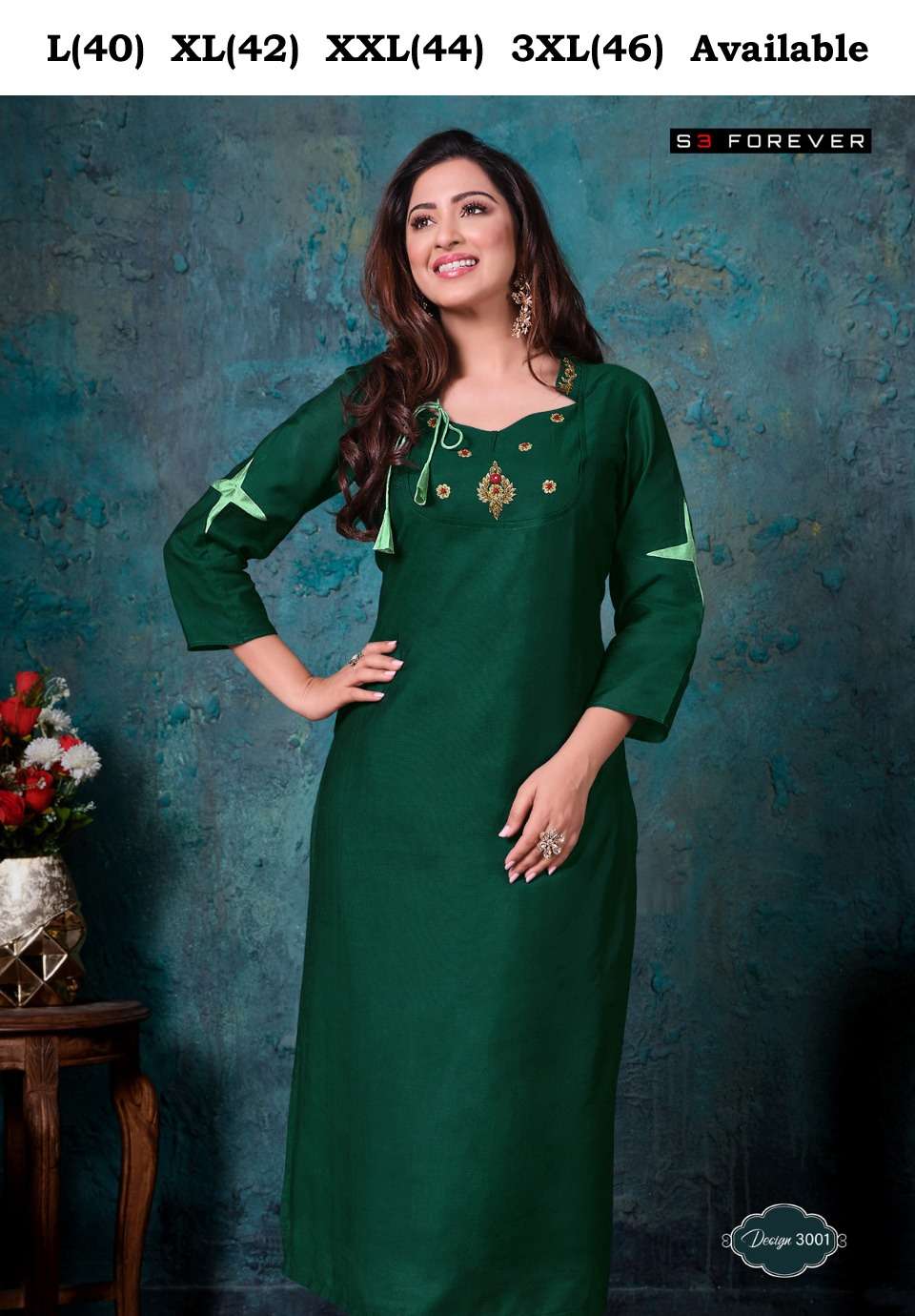 S3 Forever ROZINA designer Pure Viscos Maslin kurti