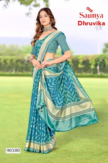 saumya druvika series 90181-90186 Dull moss brasso saree