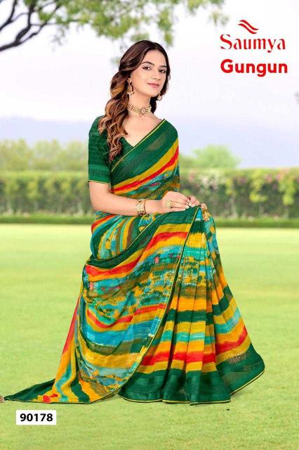 saumya gungun series 90173-90178 georgette saree