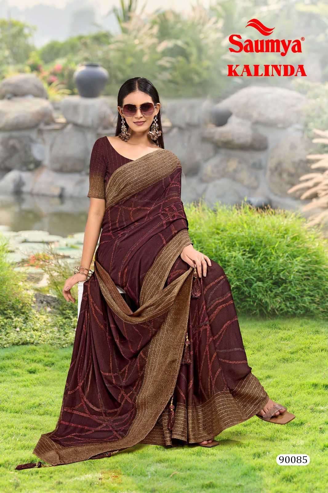 saumya kalinda series 90079-90086 Dull moss saree