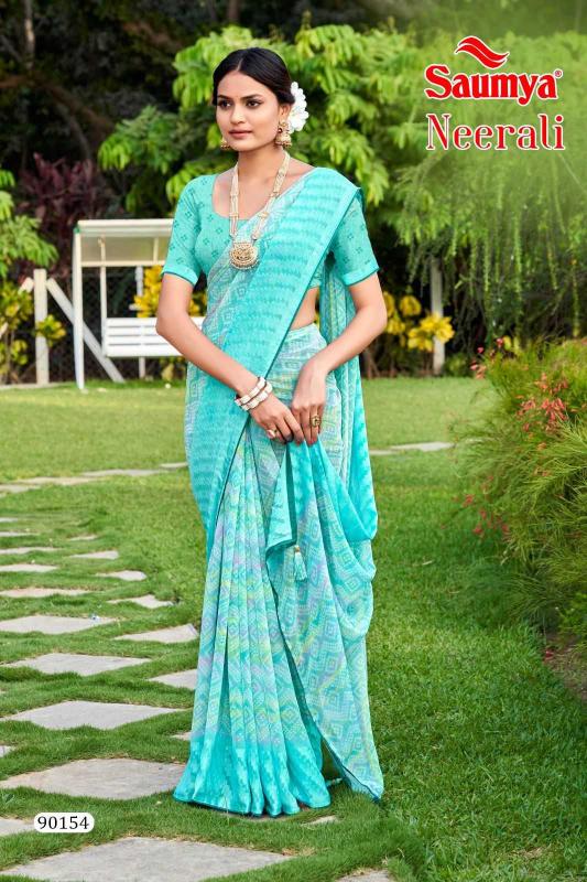 saumya neerali series 90153-90160 Georgette lariya border saree