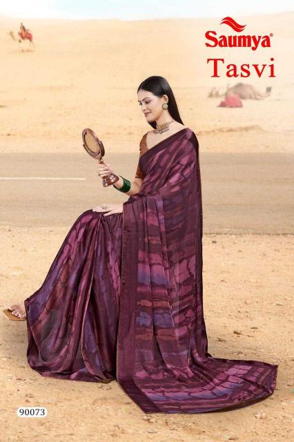 saumya tasvi series 90071-90078 Kreva satin patta saree