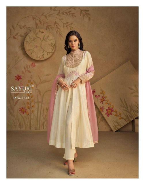 sayuri ghazal series 5552-5554 pure real silk gown with dupatta