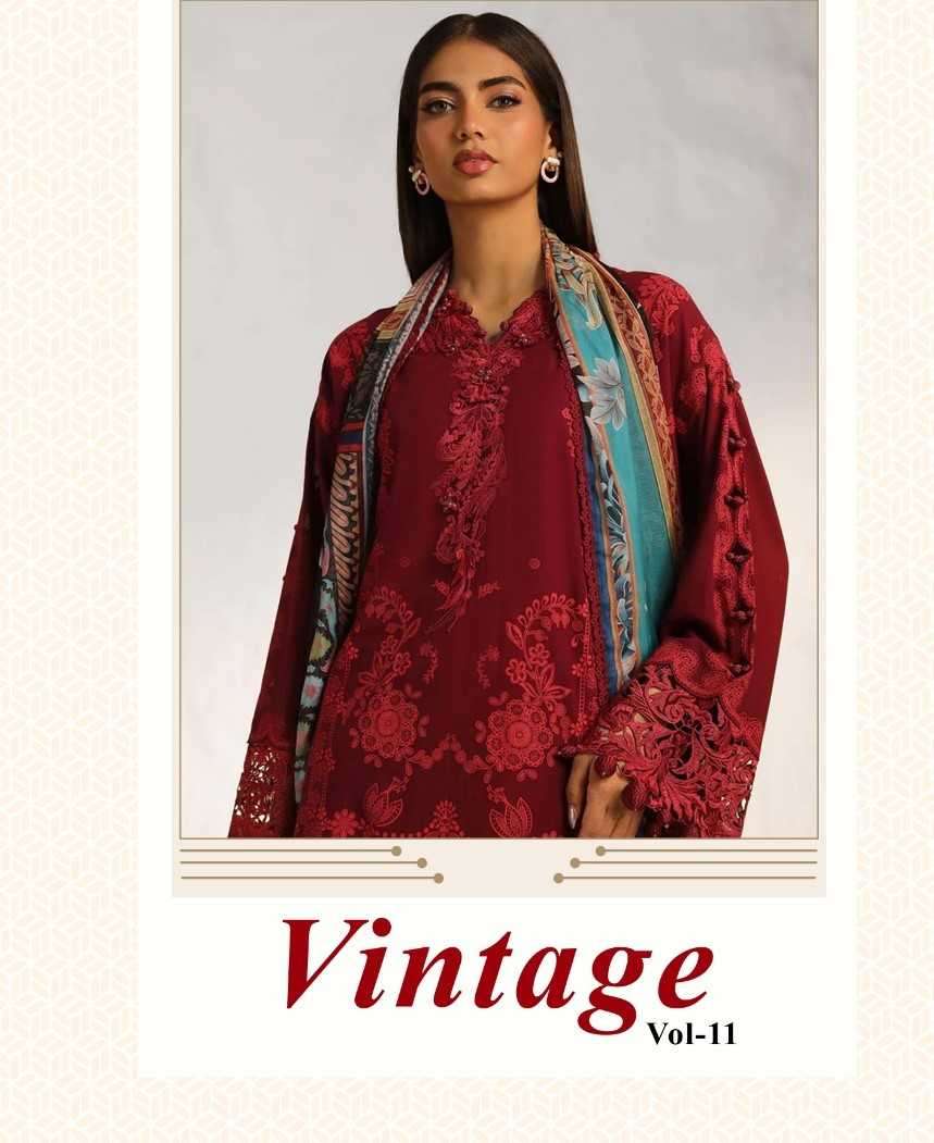 sharaddha vintage vol 11 series 11001-11002 lawn cotton suit 