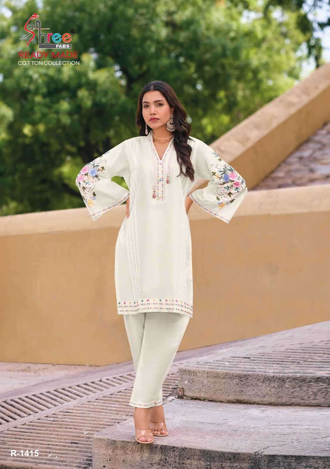 shree fabs 1415 cotton cambric lawn kurti with pant