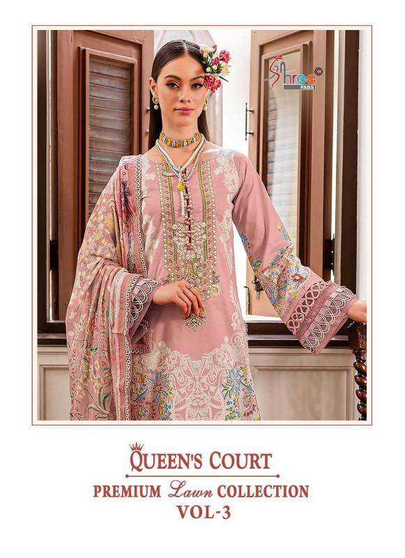 shree fabs queens court premium lawn collection vol 3 series 3644-3647 pure cotton suit 