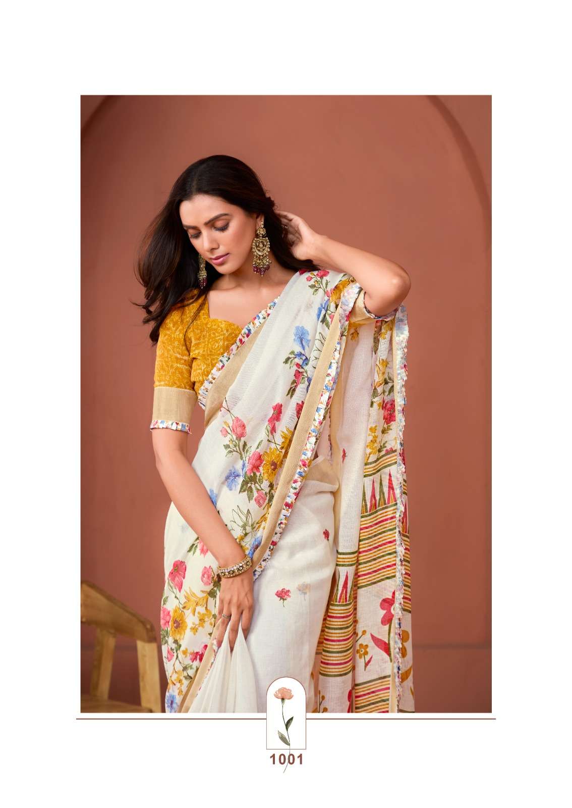 SR Vellai designer White Handloom Linen saree