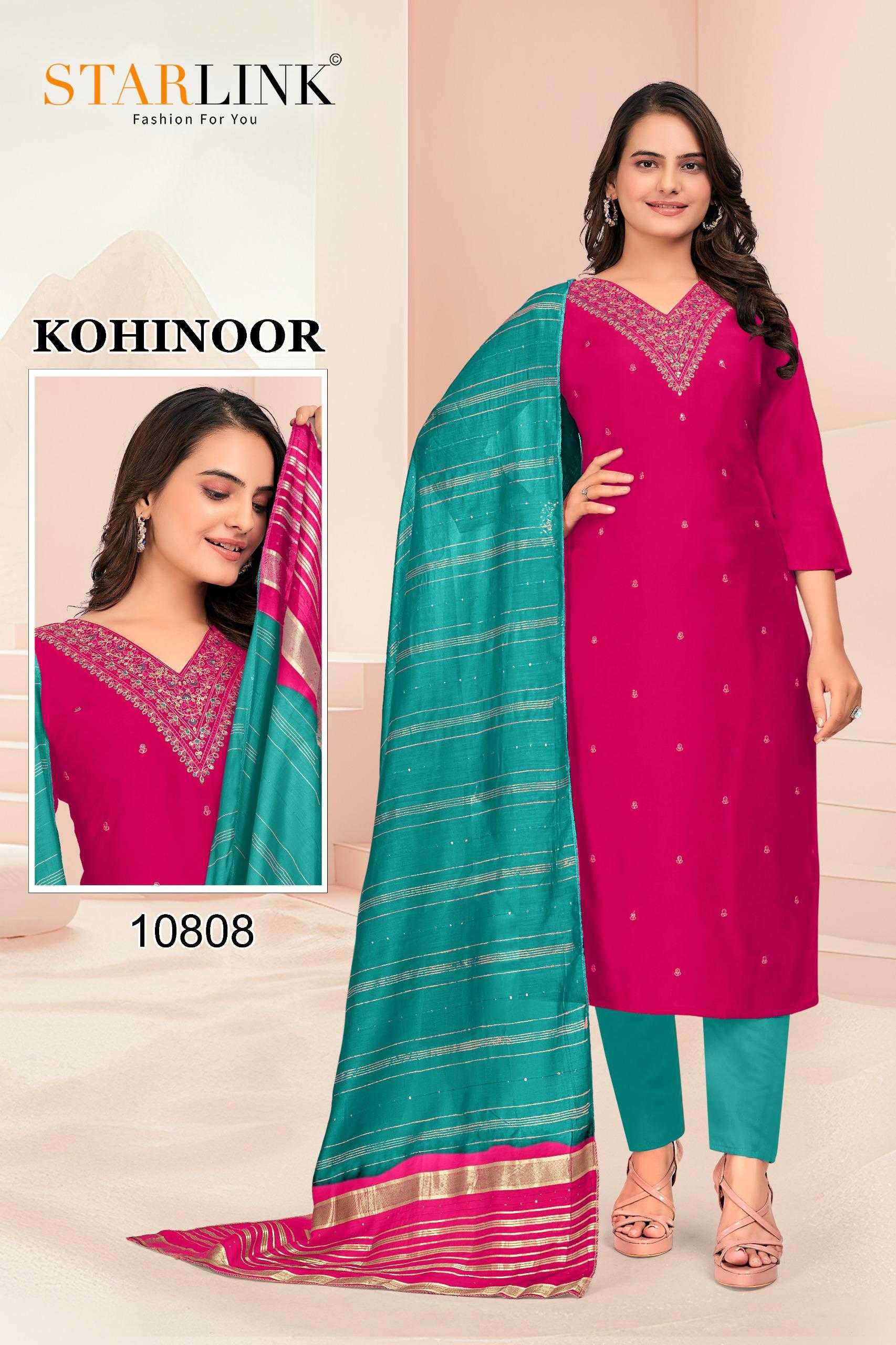 starlink kohinoor series 10801-10810 chanderi readymade suit 