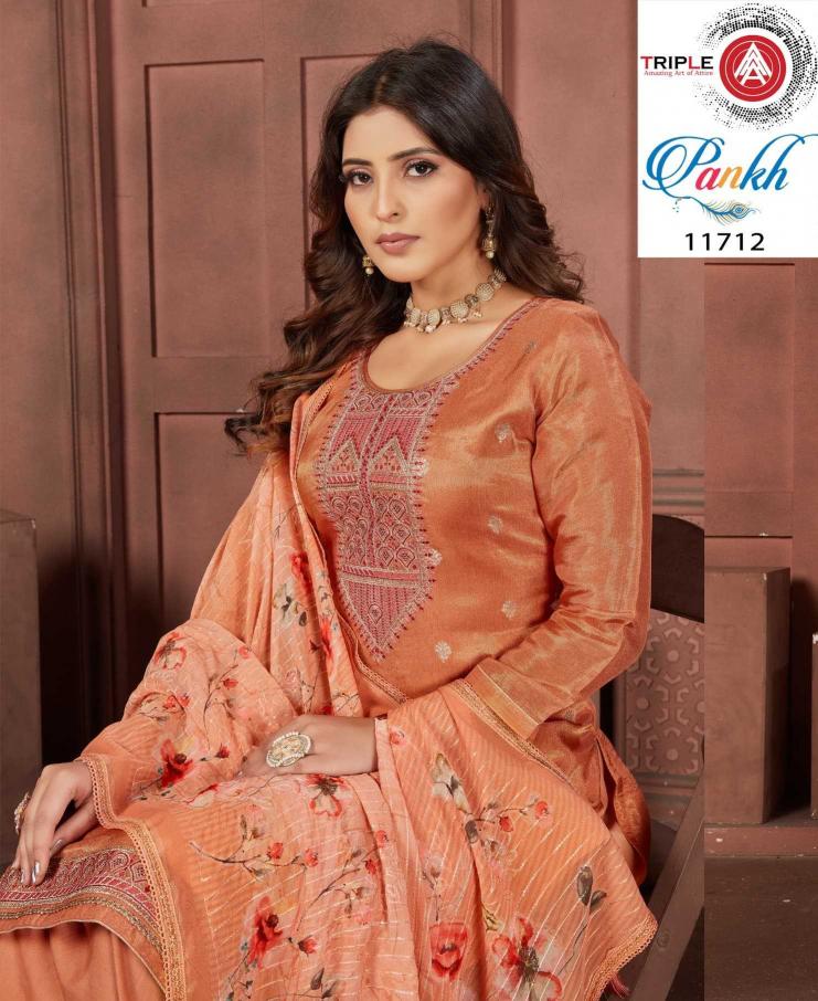 triple a pankh series 11671-11676 Pure Organza suit