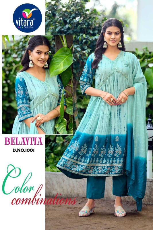 vitara fashion belavita series 1001 heavy crape silk readymade suit