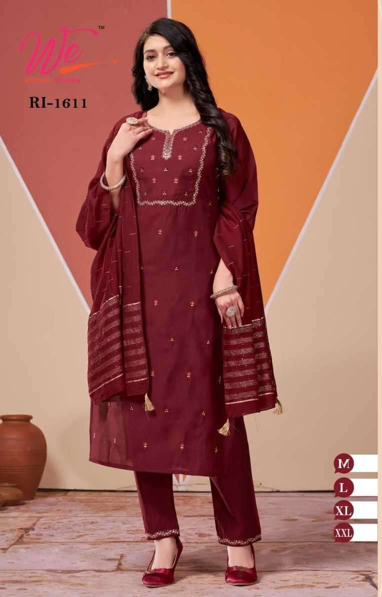 we women ethnic 1607 1608 1609 1611 Pure Roman Silk readymade suit 