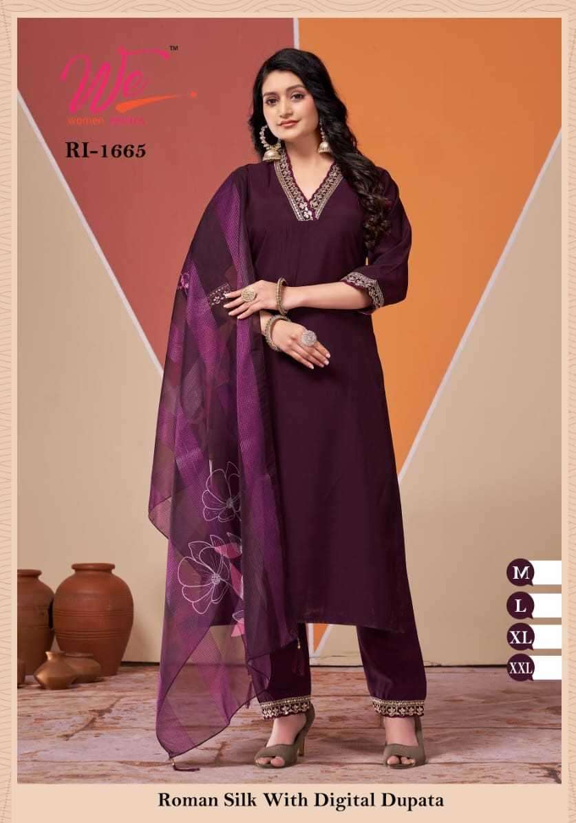 we women series 1661-1666 Pure Roman Silk With Digital readymade suit 