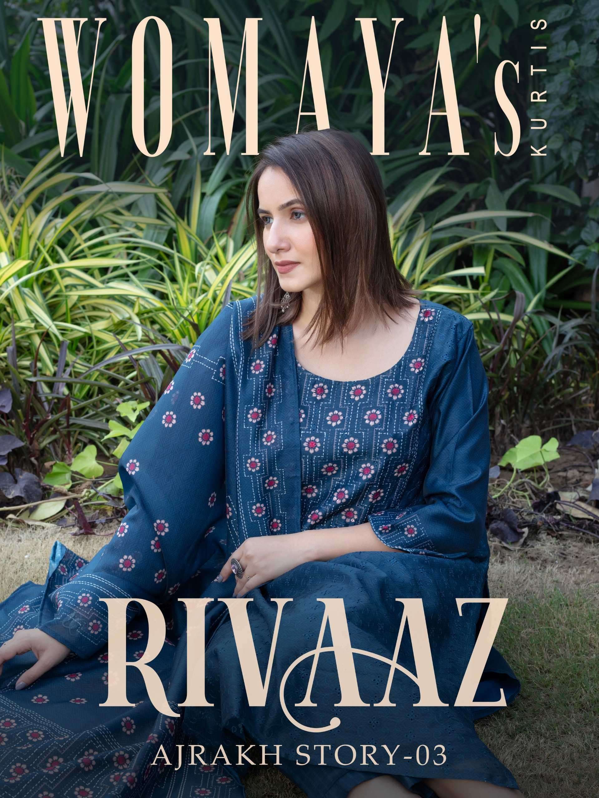 womaya rivaaz ajrakh story vol 3 series 6351-6356 Modal digital print readymade suit 