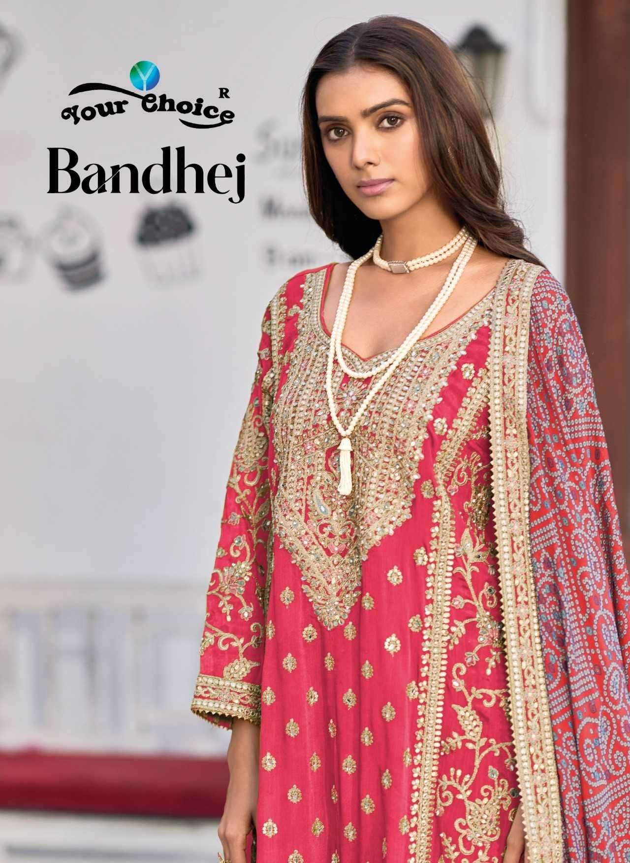 your choice bandhej series 1001-1002 Real Chinon readymade suit 