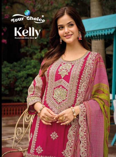 your choice kelly series 1001-1002 pure Chinon sharara suit 