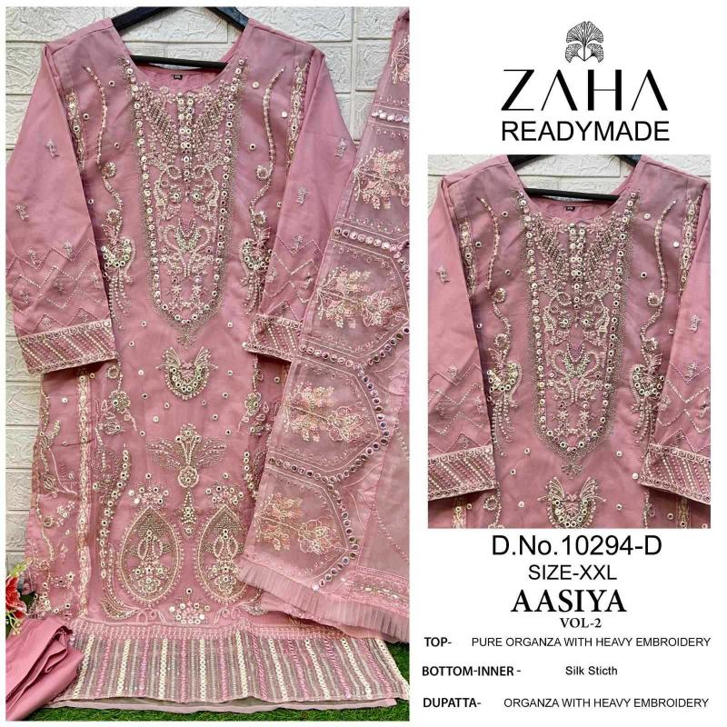 zaha aasiya vol 2 series 10294 organza readymade suit 