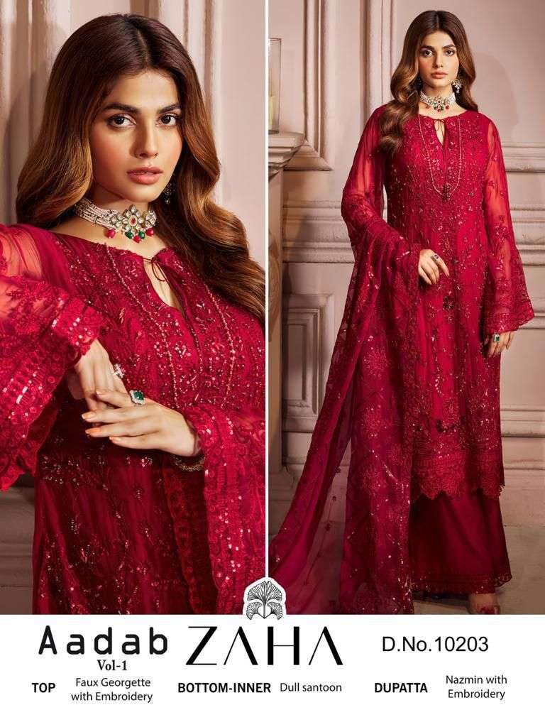 ZAHA series-10203 GEORGETTE WITH HEAVY EMBROIDERED suit