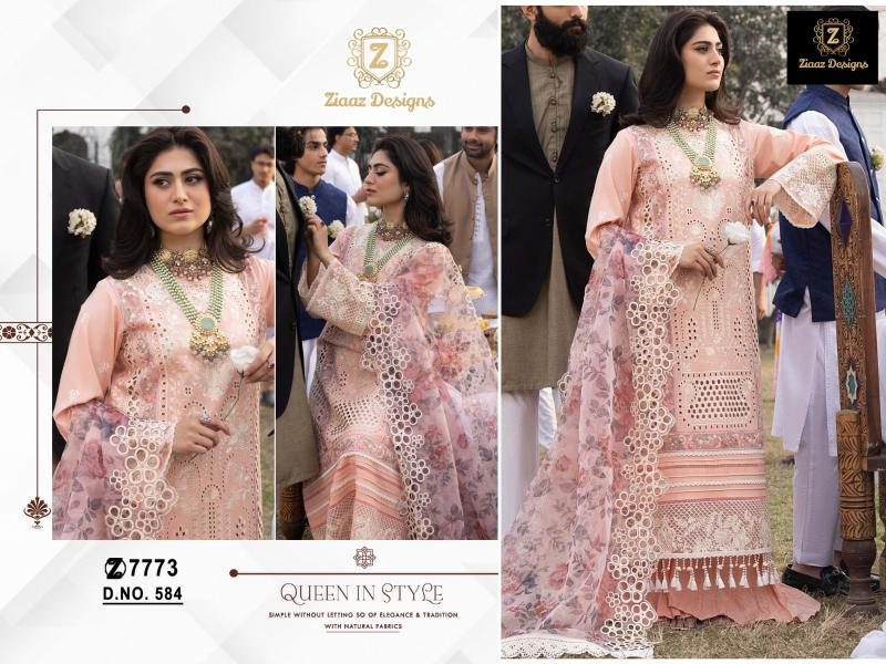 Ziaaz Designs 586 584 designer rayon very heavy embroidered suit