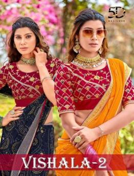 5d designer catalog vishala vol 2 series 40467 to 40472 Wholesale chiffon saree in surat