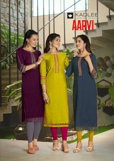 aarvi by kadlee viscose weaving pattern readymade classic long kurti