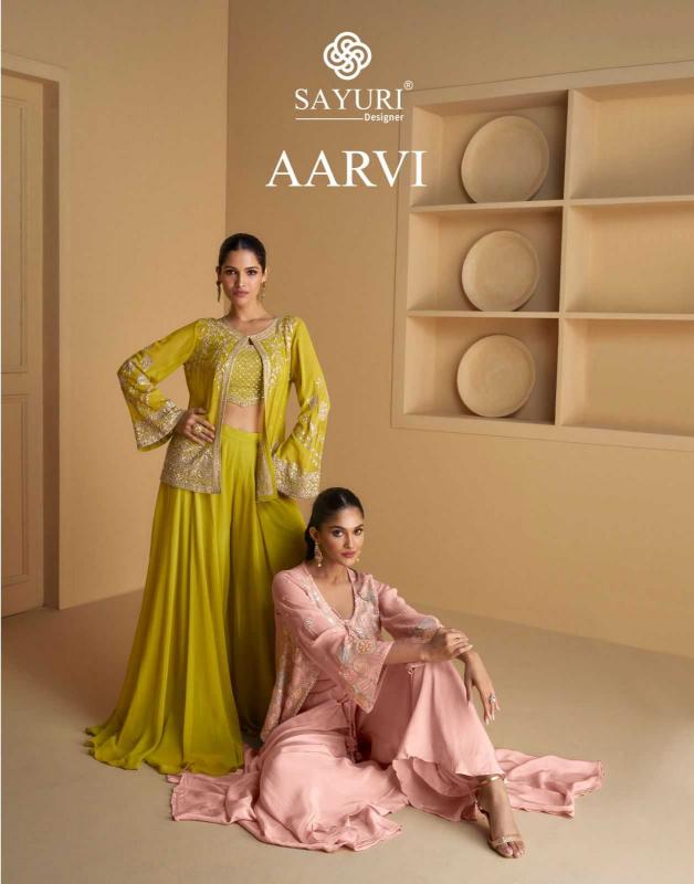 aarvi by sayuri designer georgette full stitch party wear suits for women