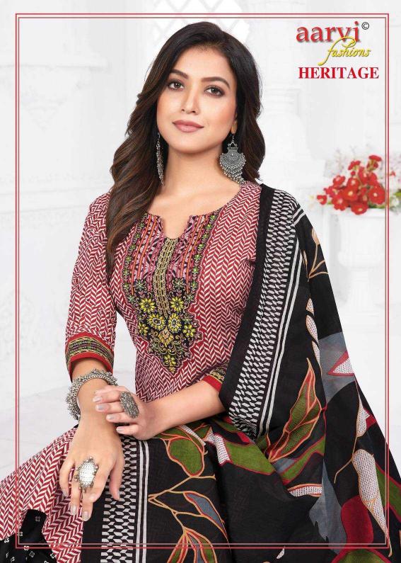 aarvi fashion heritage vol 2 traditional cotton print full stitch 3pcs dress