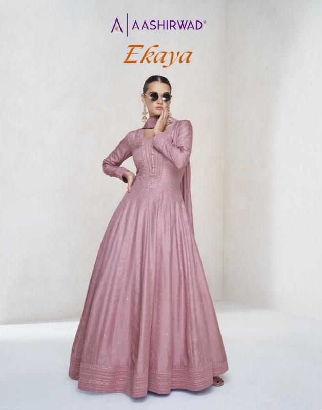 AASHIRWAD EKAYA PREMIUM SILK gown with dupatta