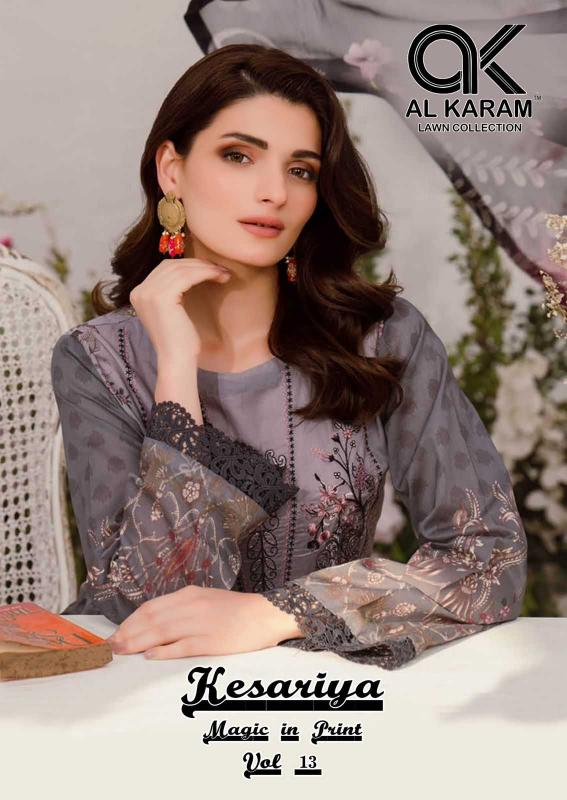 al karam kesariya magic in print vol 13 series 13001-13006 Pure Cambric suit