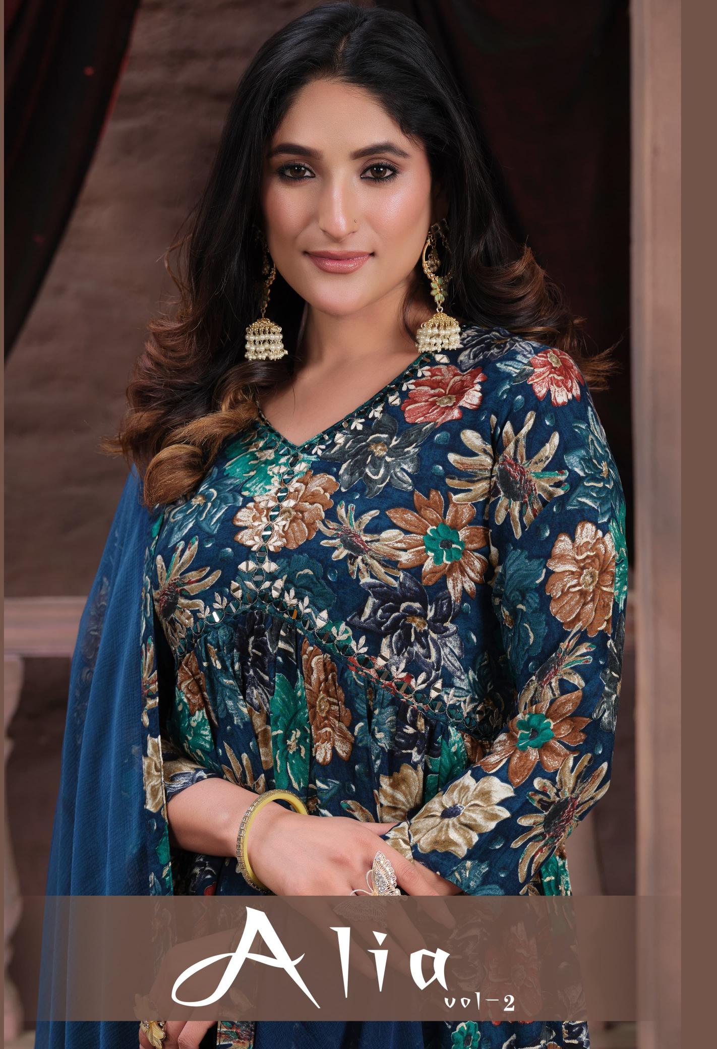 Alia Vol 2 designer Premium Riyon readymade suit 