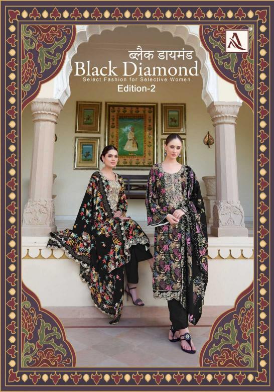 alok suits black diamond vol 2 series 1605001-1605006 Pure Reyon suit