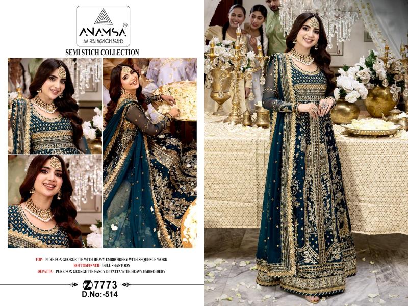 Anamsa-514 Heavy Pure Fox Georgette wholesale salwar kameez in surat