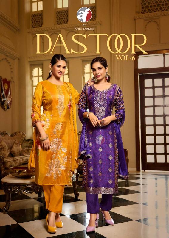 anju fab dastoor vol 6 series 3871-3876 dola jacquard readymade suit 