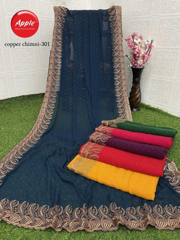 apple saree copper chimni 301 302 zomato wholesale saree in surat 