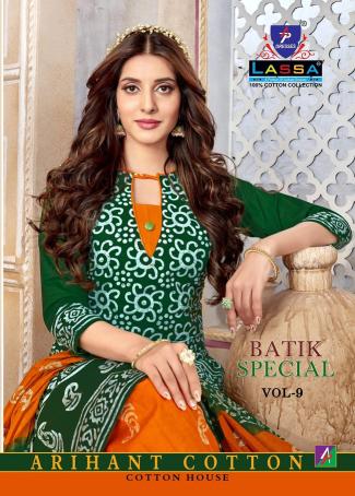 Arihant Lassa Batik Special Vol-9 series 9001-9010 Pure Cotton suit