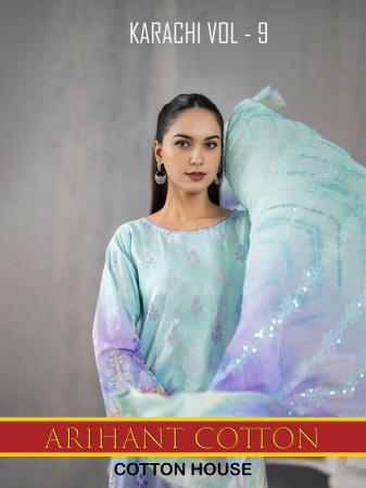 Arihant Lassa Karachi Vol-9 series 1001-1010 Pure Cotton suit 