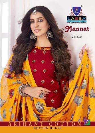 Arihant Lassa Mannat Vol-3 series 3001-3010 Pure Cotton wholesale salwar kameez in surat