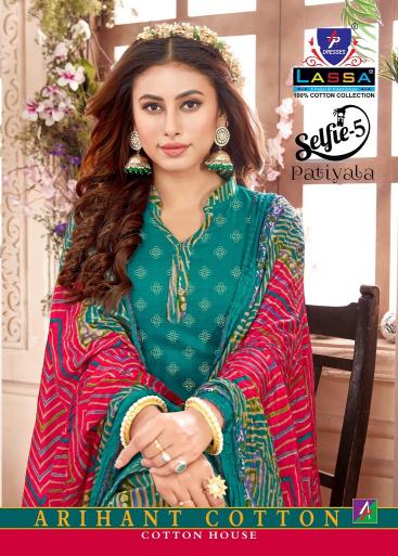 Arihant Lassa Selfie Patiyala Vol-5 series 5001-5010 Pure Cotton suit