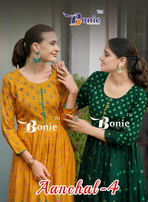 bonie aanchal vol 4 series 1001-1008 rayon wholesale kurti in surat 