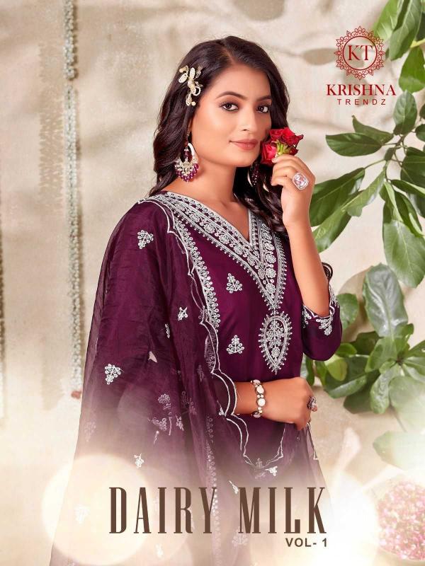 dairy milk vol 1 by krishna trendz roman si̇lk online salwar suit readymade