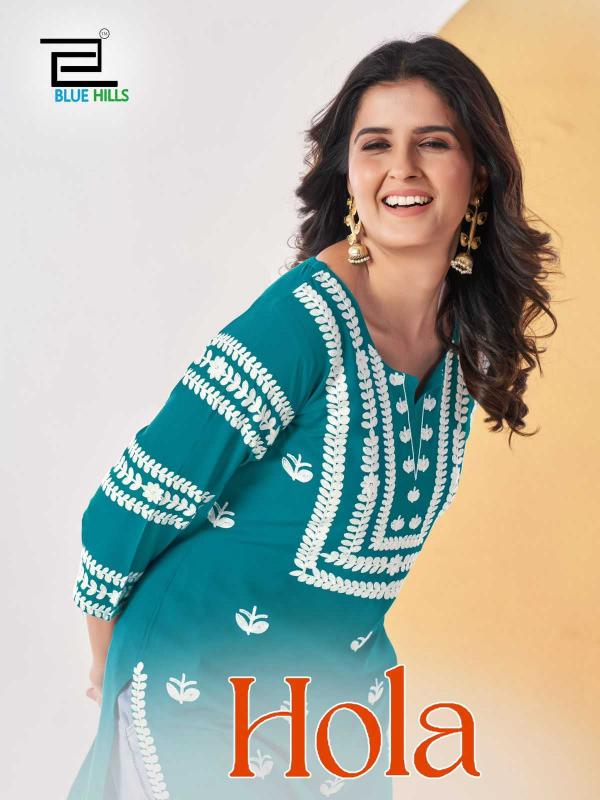 hola by blue hills readymade rayon short kurti collection