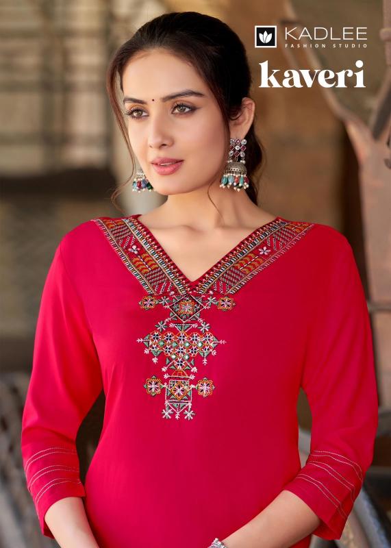 Kadlee kaveri series 6001-6006 heavy rayon wholesale kurti in surat