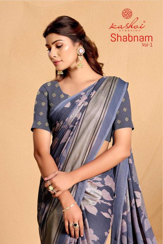 kashvi creation shabnam vol 1 series 101-108 Dull moss saree