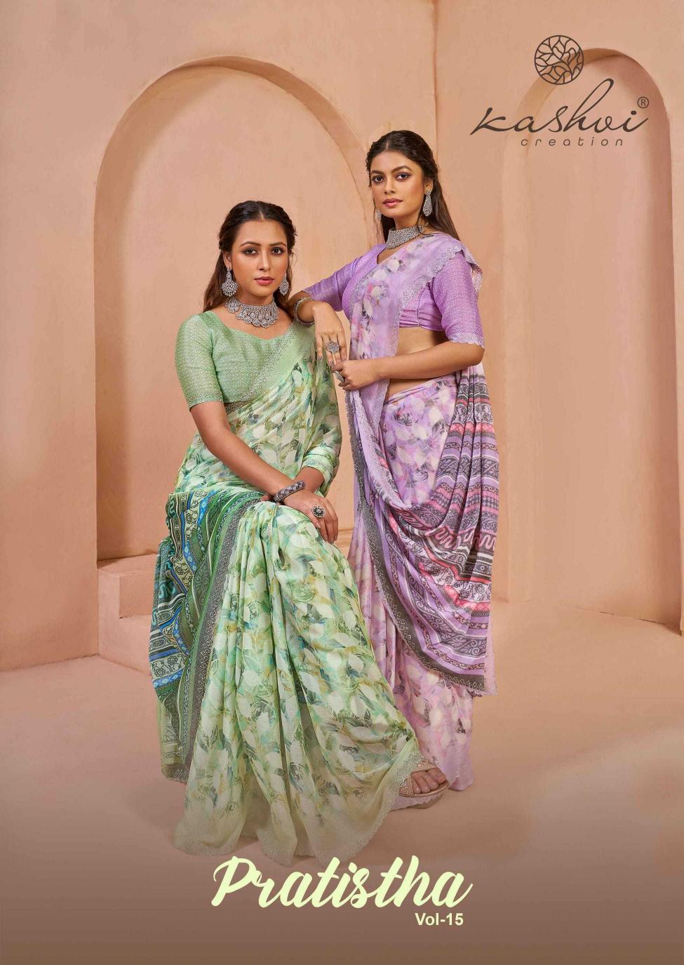 kashvi pratistha vol 15 series 1501-1508 brasso wholesale saree in surat 