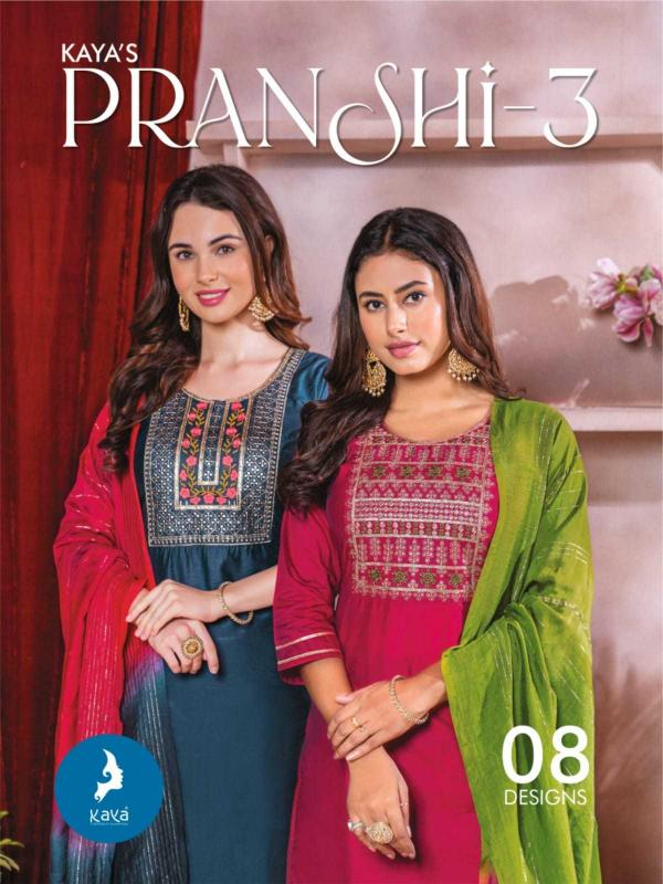 kaya pranshi vol 3 series 301-308 chanderi silk readymade suit 