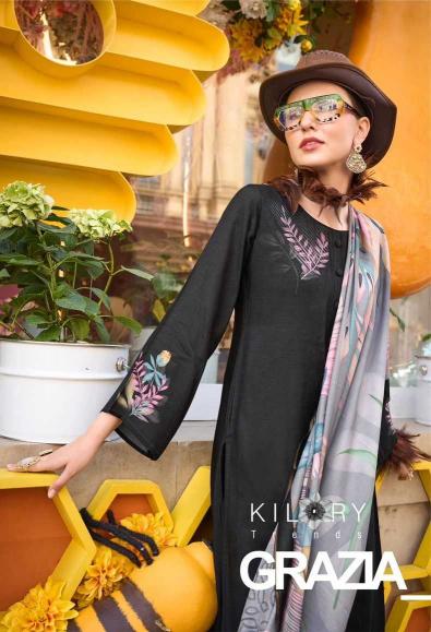 kilory trendz grazia series 021-026 pure bemberg muslin suit 