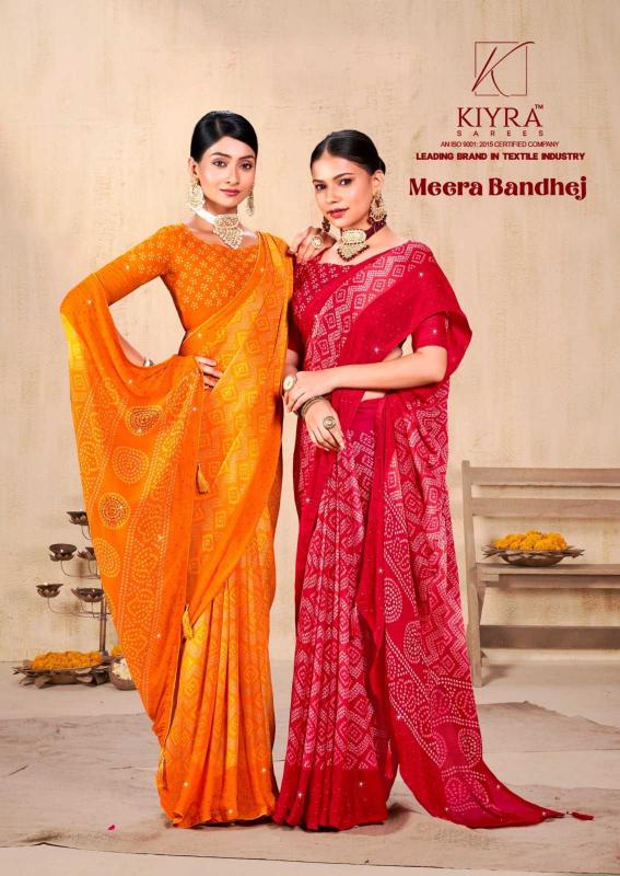 kiyra meera bandhej series 1001-1006 Dull moss saree